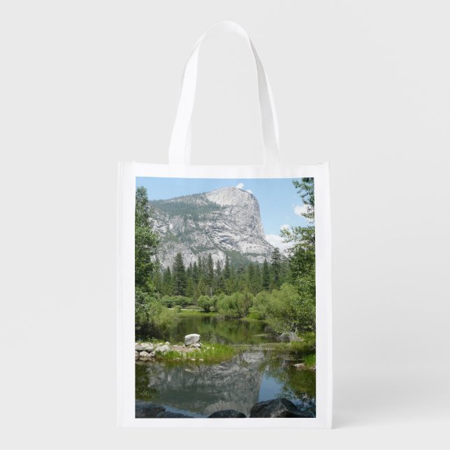 Mirror Lake View in Yosemite National Park Reusable Grocery Bag (Front)