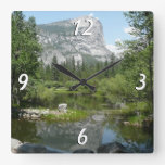 Mirror Lake View in Yosemite National Park Square Wall Clock