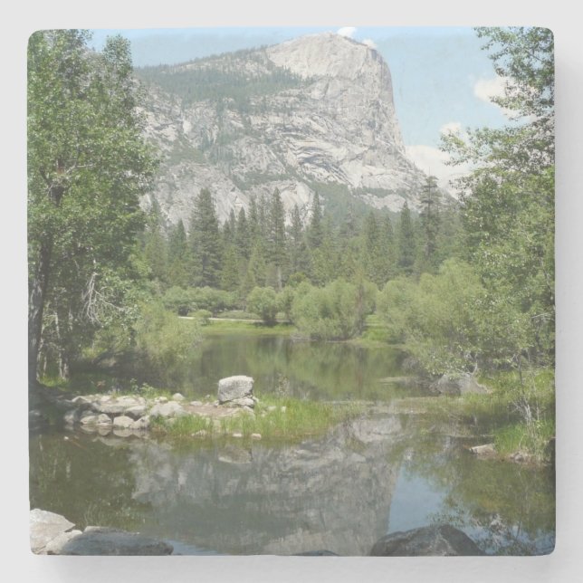 Mirror Lake View in Yosemite National Park Stone Coaster (Front)