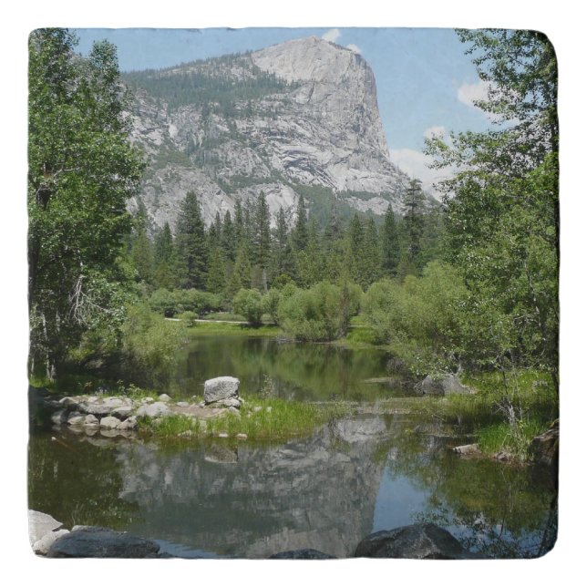 Mirror Lake View in Yosemite National Park Trivet (Front)