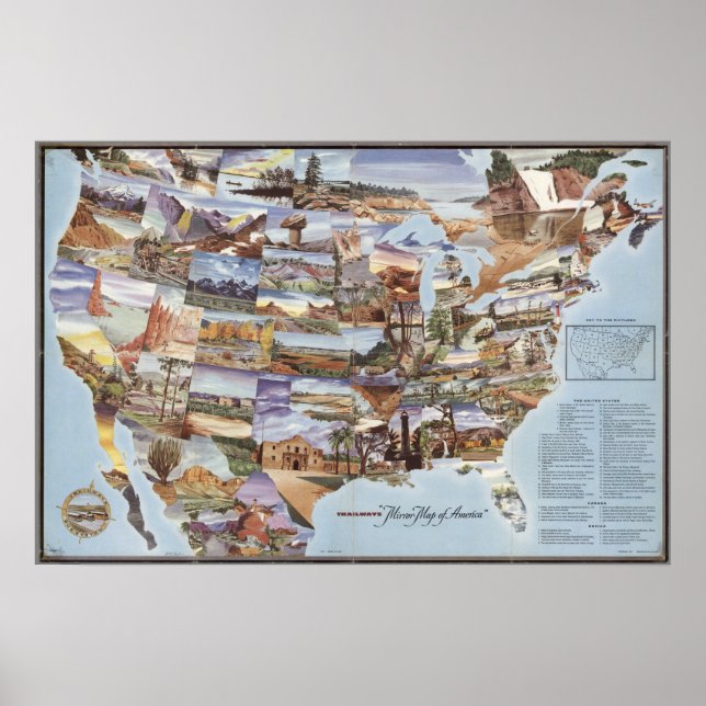 "Mirror Map of America" - Nature's Landmarks Poster (Front)