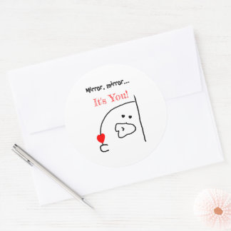 Mirror, Mirror… It’s You! | Cute & Romantic Classic Round Sticker