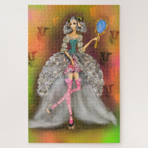 Mirror Mirror _ Lady Lamb _ Abstract Painting Art Jigsaw Puzzle