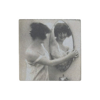 Mirror Mirror Vintage Erotica Pre Code Pin-Up Girl Stone Magnet