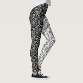 Mirror Opposites Black and White Damask Leggings