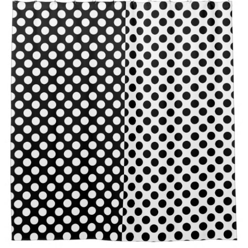 Mirror Opposites Black and White Polka Dot Shower Curtain