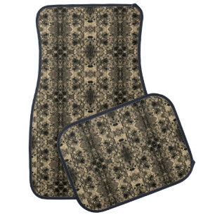 Mirror with velvety look, classic beige unicolor car floor mat