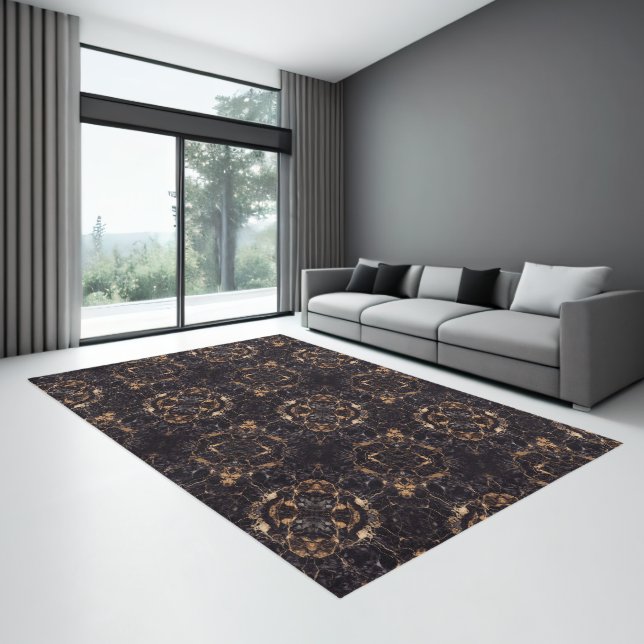 Mirrored Black & Gold Marble Rug (Insitu (Indoor 3))