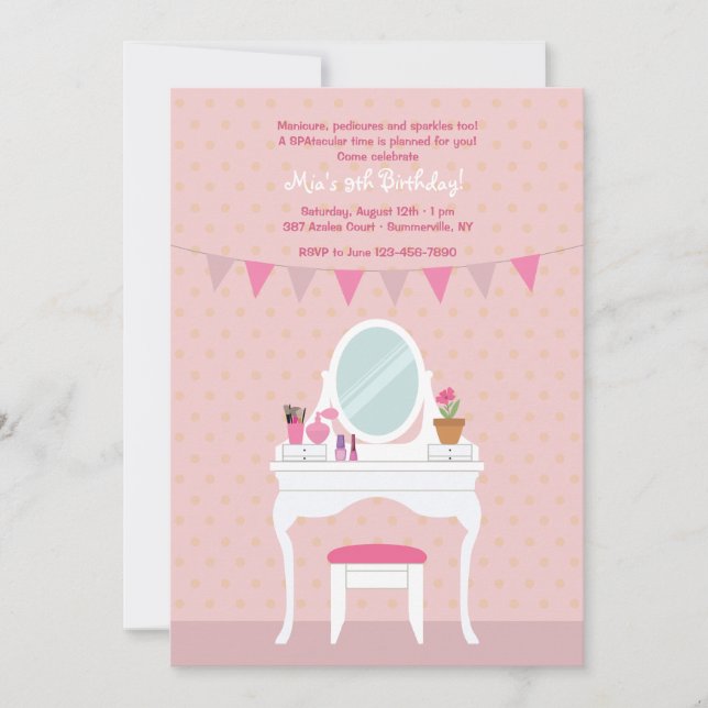 Mirrored Chest Spa Party Invitation (Front)