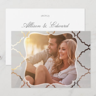 Mirrored Damask Translucent Look Photo Invitation