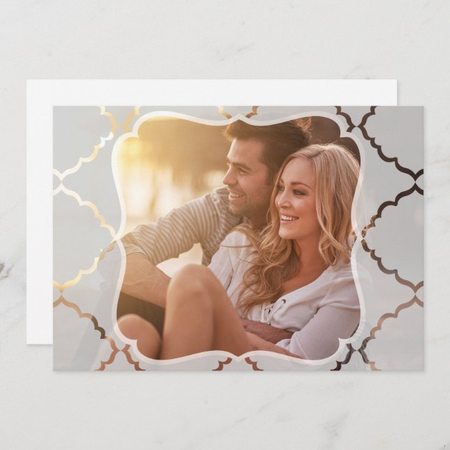 Mirrored Damask Translucent Look Photo Invitation (Front/Back)