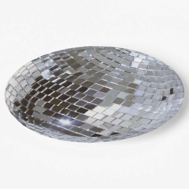 Mirrored Disco Ball 1 Paper Plates (Angled)