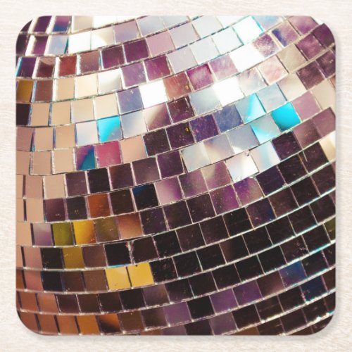 Mirrored Disco Ball Square Paper Coaster