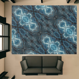 Mirrored Effect Natural Blue Geode Rug