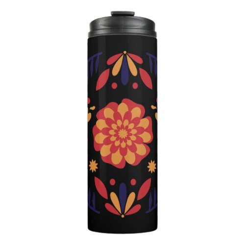 Mirrored flowers design thermal tumbler