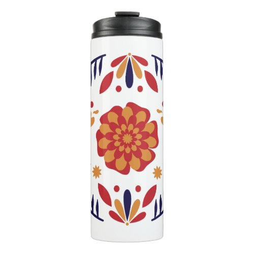 Mirrored flowers design thermal tumbler