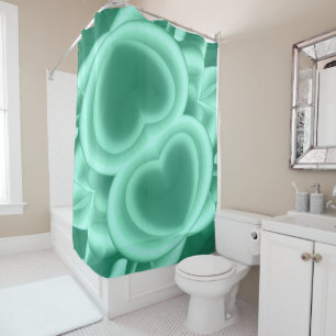 Mirrored Green Hearts Shower Curtain