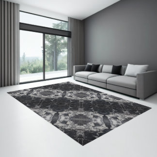 Mirrored Grey & Black Marble Rug