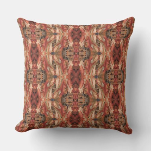 Mirrored Orange Red Sage Maple Leaf Pattern Outdoor Pillow