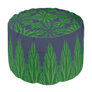 Mirrored Pines Mandala Midnight Pouf