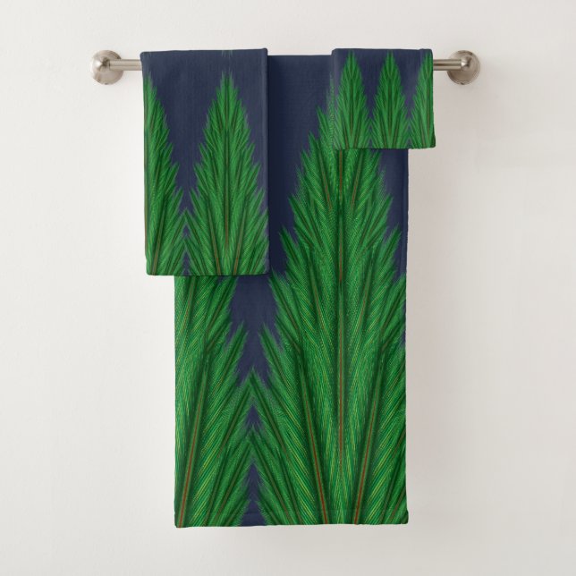 Mirrored Pines Midnight Bath Towel Set (Insitu)