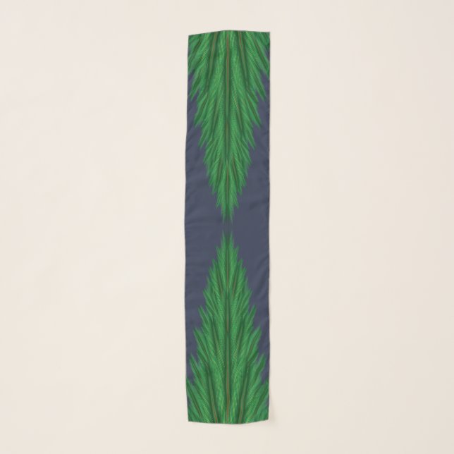 Mirrored Pines Midnight Chiffon Scarf (2 Sizes) (Front)