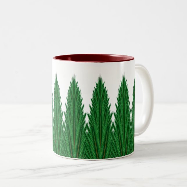 Mirrored Pines Mug 11oz. - Maroon (Front Right)
