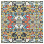 Mirrored Red Foxes and Hearts Pattern Fabric