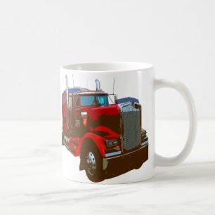 Mirrored Red Semi Truck Coffee Mug