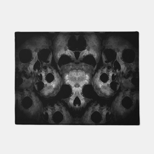 Mirrored Skulls Halloween Door Mat