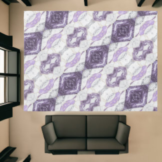 Mirrored White & Lavender Marble Rug