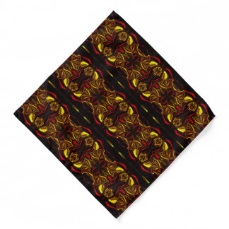 Mirroring of red gold curved traces with dark part bandana