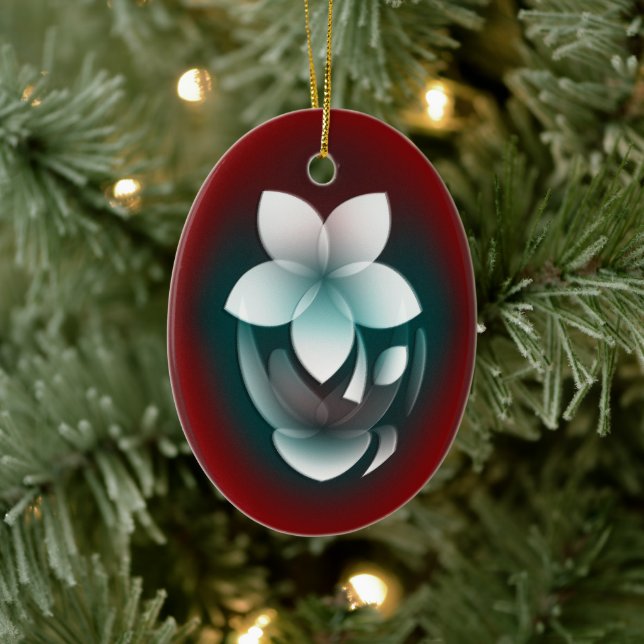 Mirroring white flower ceramic ornament (Tree)