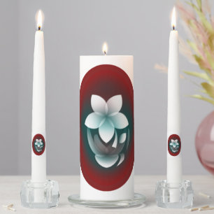 Mirroring white flower unity candle set