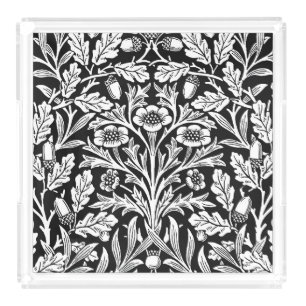 Mirrors's Acorns and Oak Leaves Black & White Acrylic Tray