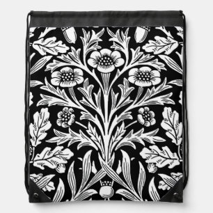 Mirrors's Acorns and Oak Leaves Black & White Drawstring Bag