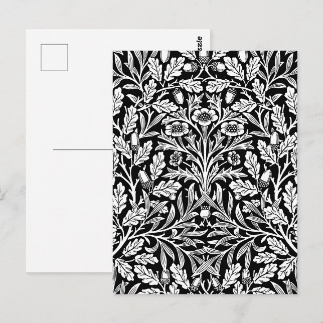 Mirrors's Acorns and Oak Leaves Black & White Postcard (Front/Back)
