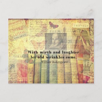 Mirth And Laughter Old Wrinkles Shakespeare Quote Postcard by shakespearequotes at Zazzle