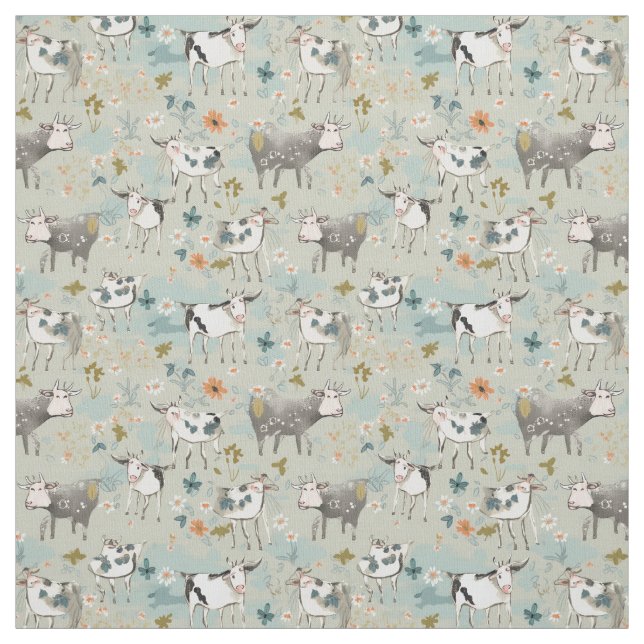 Mirthful Pastures: Whimsy Cow Fabric (Swatch)