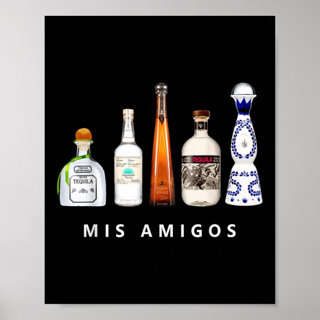 Mis Amigos Tequila Funny Cinco De Mayo Mexican Par Poster (Front)