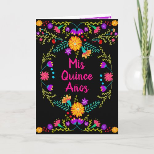 Mis Quince Anos Black Mexican Fiesta Quinceanera Invitation