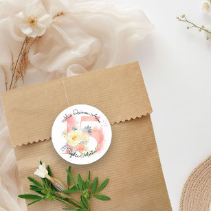 Mis Quince Anos Blush Pink Watercolor Floral 15 Classic Round Sticker
