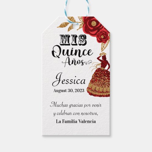 Mis Quince Anos Burgundy Floral Western Gift Tag