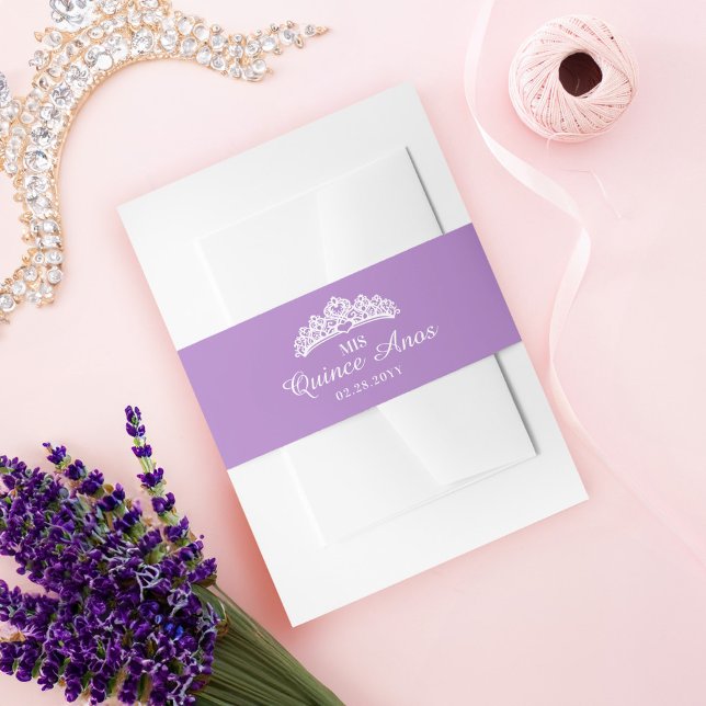 Mis Quince Anos Elegant Tiara Lavender Purple Invitation Belly Band (Mis Quince Anos Elegant Tiara Lavender Purple Invitation Belly Band)