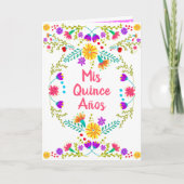 Mis Quince Anos Floral Mexican Fiesta Quinceanera Invitation (Front)