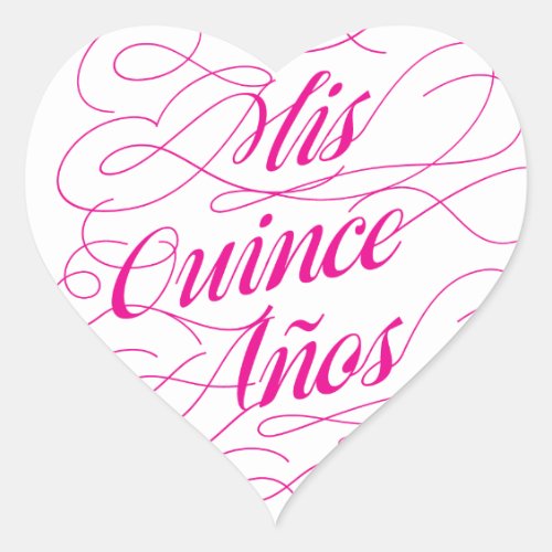 Mis Quince Aos Heart Sticker Pink  Quinceaera