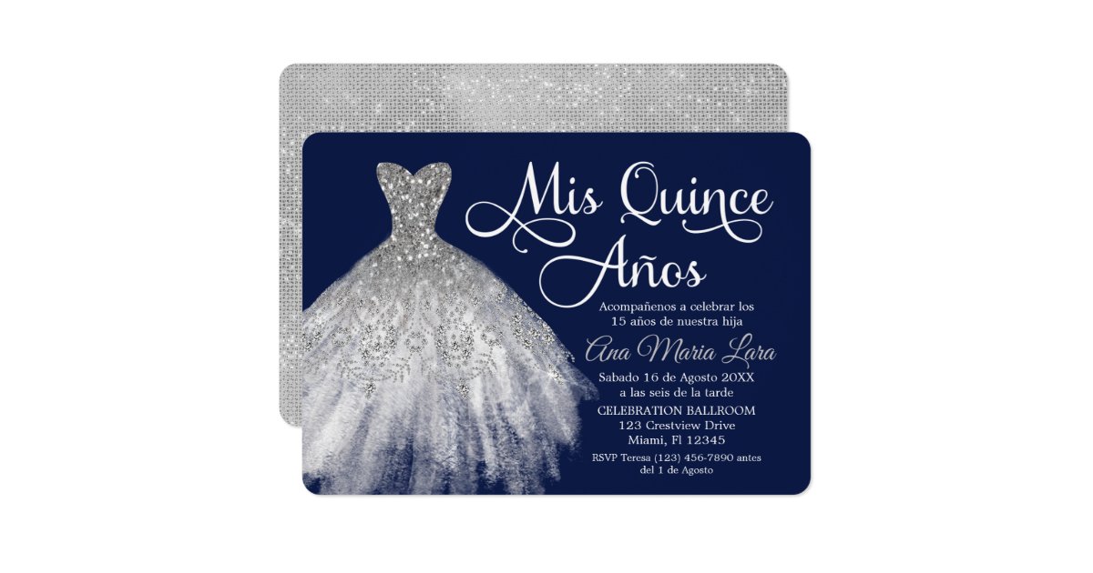 Mis Quince Años Invitación de Quinceañera Azul Invitation | Zazzle.com