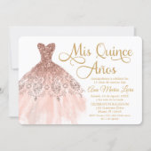 Mis Quince Años Invitación de Quinceañera Rosada Invitation (Front)
