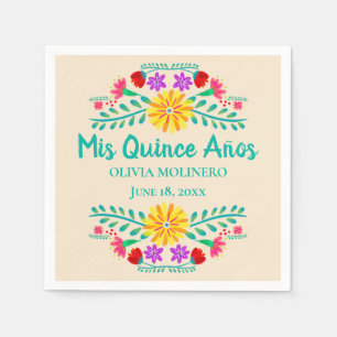 Mis Quince Anos Mexican Champagne Quincenera Napkins