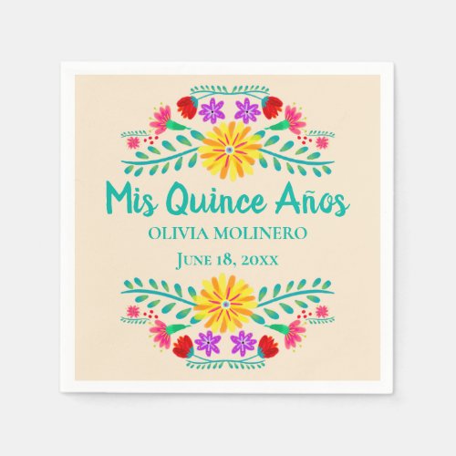 Mis Quince Anos Mexican Champagne Quincenera Napkins